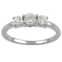 1/4 Carat T.W Diamond 3 Stone Sterling Silver Engagement Ring