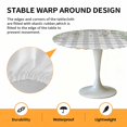 thumbnail image 2 of Elastic Fitted Round Tablecloth, Watercolor Floral Waterproof Stretch Table Cover for 36"-44" Tables, Spring Flowers Leaves Plants Gray Plaid Washable Outdoor Tablecloths for Patio, Picnic, Camping, 2 of 9