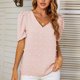 thumbnail image 2 of Tops Para Mujer Blusas Casuales Elegantes Camisas de Moda Con Cuello en V Camisa de Gasa Con Mangas Abullonadas Blusa de Manga Corta Odeerbi ODB156203, 2 of 8