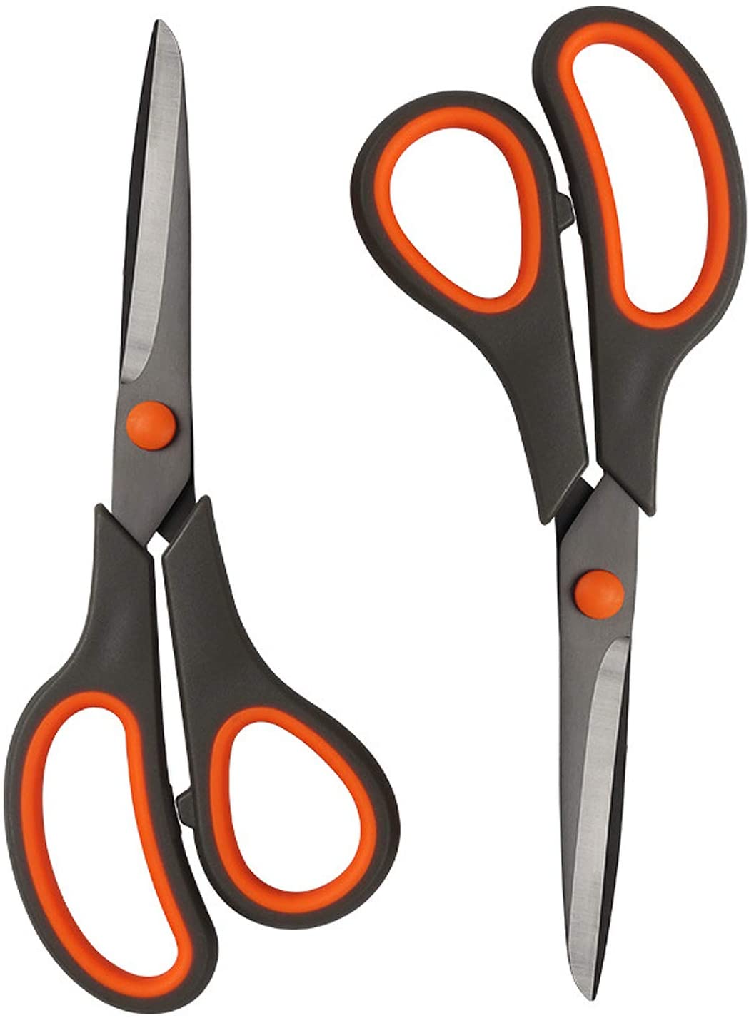 8 Multipurpose Scissors Bulk 2-Pack, Ultra Sharp Titanium Blade Shears,  for Office Home School Sewing Fabric Craft Supplies 