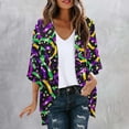 thumbnail image 2 of Women's Cardigans 2026 Summer Fashion Plus Size Carnival Sunscreen Casual Print Chiffon 3/4 Sleeve Cardigan Top, 2 of 5
