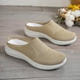 thumbnail image 5 of Women's Breathable Knit Walking Mules Fashion Backless Slip On Sneakers Soft Sole Non Slip Walking Shoes Beige Size 6.5, 5 of 8