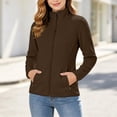 thumbnail image 2 of Women Fleece Jacket Sevevn Stand Collar Slim Fit Polar Fleece Fabric Full Zip Long Sleeve Outerwear With Zipper Pockets For Hiking Travel Daily Outdoor Wear, 2 of 8