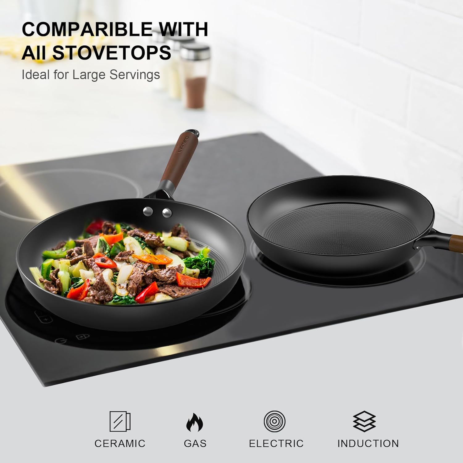 Cast Iron Frying Pan 10 Inch Non Stick Skillet with Removable Handle, PFAS-Free Oven Safe Dishwasher Safe for Home Cooking