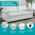 thumbnail image 3 of BALUS Queen Size Pull Out Sofa Bed with 4" Foam Mattress , Queen Sleeper Sofa for Living room , Velvet and Metal , Beige, 3 of 7