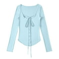 thumbnail image 2 of Ailaofu Women's Long Sleeve Cardigan Sweater V Neck Bow Tie Front Lightweight Shrug Sweater, 2 of 6