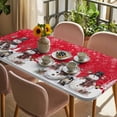 thumbnail image 3 of Red Christmas Table Cloths for 6 Foot Rectangle Tables, Snowman Snowflake Winter Birds Patio Waterproof Elastic Fitted Tablecloths, Washable Rectangular Table Cover for Camping, 3 of 8