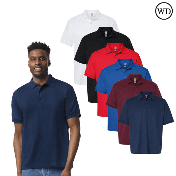 Gildan DryBlend Jersey Polo Shirt, 50/50 Cotton/Polyester, Polo Tee For Men, Mix Color, Pack 6, S