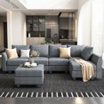 thumbnail image 4 of HONBAY Canapé-Lit Modulaire Convertible avec Sièges de Rangement pour Salon et Appartement, Gris Bleuâtre, 4 of 8