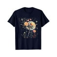 thumbnail image 2 of NAMTYQX Floral Tops for Women Print Crew-Neck Cool Stretch Gemusterte Loose Oversize Short Sleeve Cute Fall Shirts for Women 2025 Dark Blue Size 2XL, 2 of 4