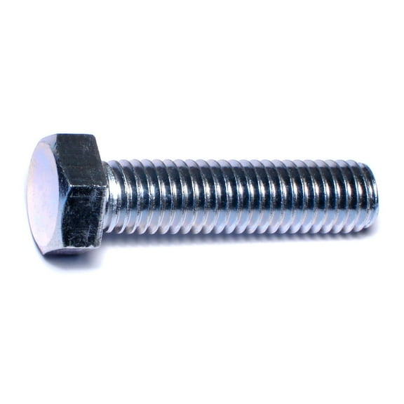 1/2"-13 x 2" Zinc Plated Steel Coarse Full Thread Hex Head Tap Bolts (5 pcs.)