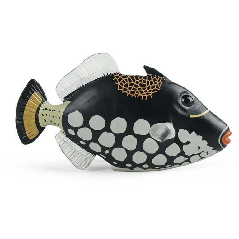 Hesroicy Tropical Fish Model Realistic Oncorhynchus Boxfish Clown  Triggerfish Solid Model Ornament Miniature Sea Animal Fish Figurine Fish  Tank