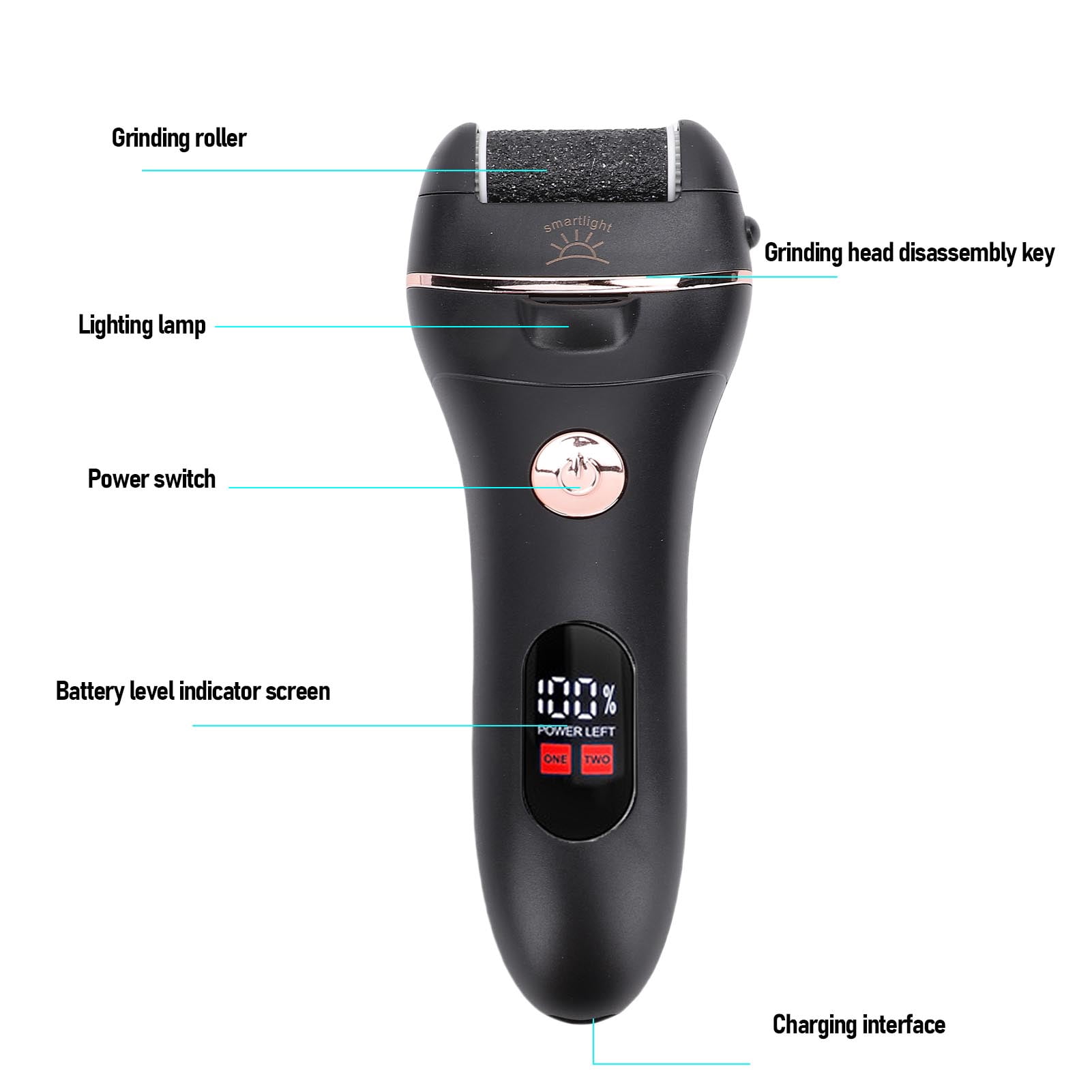 YAHHU Electric Foot Callus Remover, Waterproof Electronic Foot File for Hard Dead Skin and Cracked Heels, Portable Pedicure Tools for Feet Care, 7.48 inches / 19.0 cm