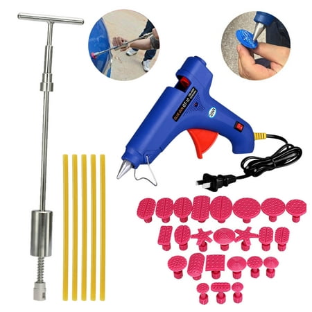 Paintless Dent Repair Tools Dent Puller Kits Pops a Car Dent Removal Kit, Slide Hammer & Glue Gun for Automobile Body Motorcycle Refrigerator Washer