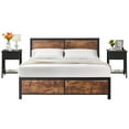 thumbnail image 2 of VECELO 3-Piece Bedroom Set with Full Size Bed Frame and 1-Drawer Black Nightstands, 2 of 9