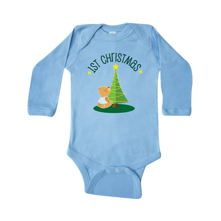 

Inktastic 1st Christmas Baby Boy Bear Outfit Gift Baby Boy or Baby Girl Long Sleeve Bodysuit
