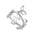 thumbnail image 1 of 925 Sterling Silver Oxydé Platine Plaqué Feuilles Forme Femmes Anneau, 1 of 2