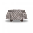 thumbnail image 4 of Geometric Ottoman Cover, Circles Plus Signs, 2 Piece Slipcover Set with Ruffle Skirt for Square Round Cube Footstool Decorative Home Accent, Standard Size, Dried Rose Slate Blue, by Ambesonne, 4 of 5