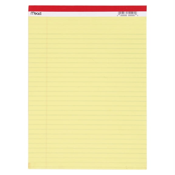 Mead Legal Pad, Perforated, Legal Ruled, Writing Notebook, 8.5in x 11in, Yellow, 50 Pages, 50 Count