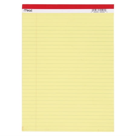 Mead Legal Pad, Perforated, Legal Ruled, Writing Notebook, 8.5in x 11in, Yellow, 50 Pages, 50 Count