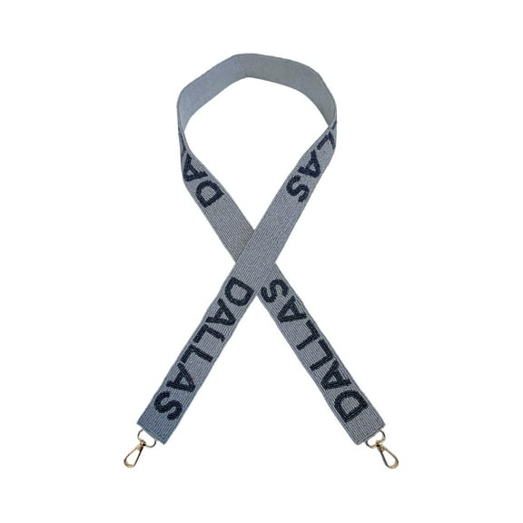 Lashicorn Dallas Silver Beaded Purse Strap Blue Letters 49 Pro Football Stadium Approved Clear Bag Cowboy Gold Hardware Sports College Texas Gifts