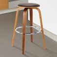 thumbnail image 1 of Armen Living LCHBBABRWA26 Harbor Mid-Century Swivel Counter Height Backless Barstool, 26", Brown, 1 of 6