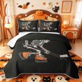 thumbnail image 2 of Manfei Cartoon Skull Quilt King,Minimalist Skeleton Halloween King Coverlet Set,3pcs,1 Bedspread and 2 Pillowcases, 2 of 7