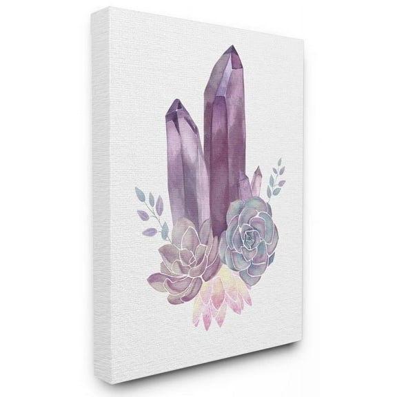 Stupell Industries Succulent Crystal Flower Purple Blue Watercolor Painting Canvas Wall Art by Ziwei Li
