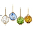 thumbnail image 3 of 9"W, 17"H Multi Colored Glass Buoy Sculpture with Rope Accents, by DecMode (4 Count), 3 of 8