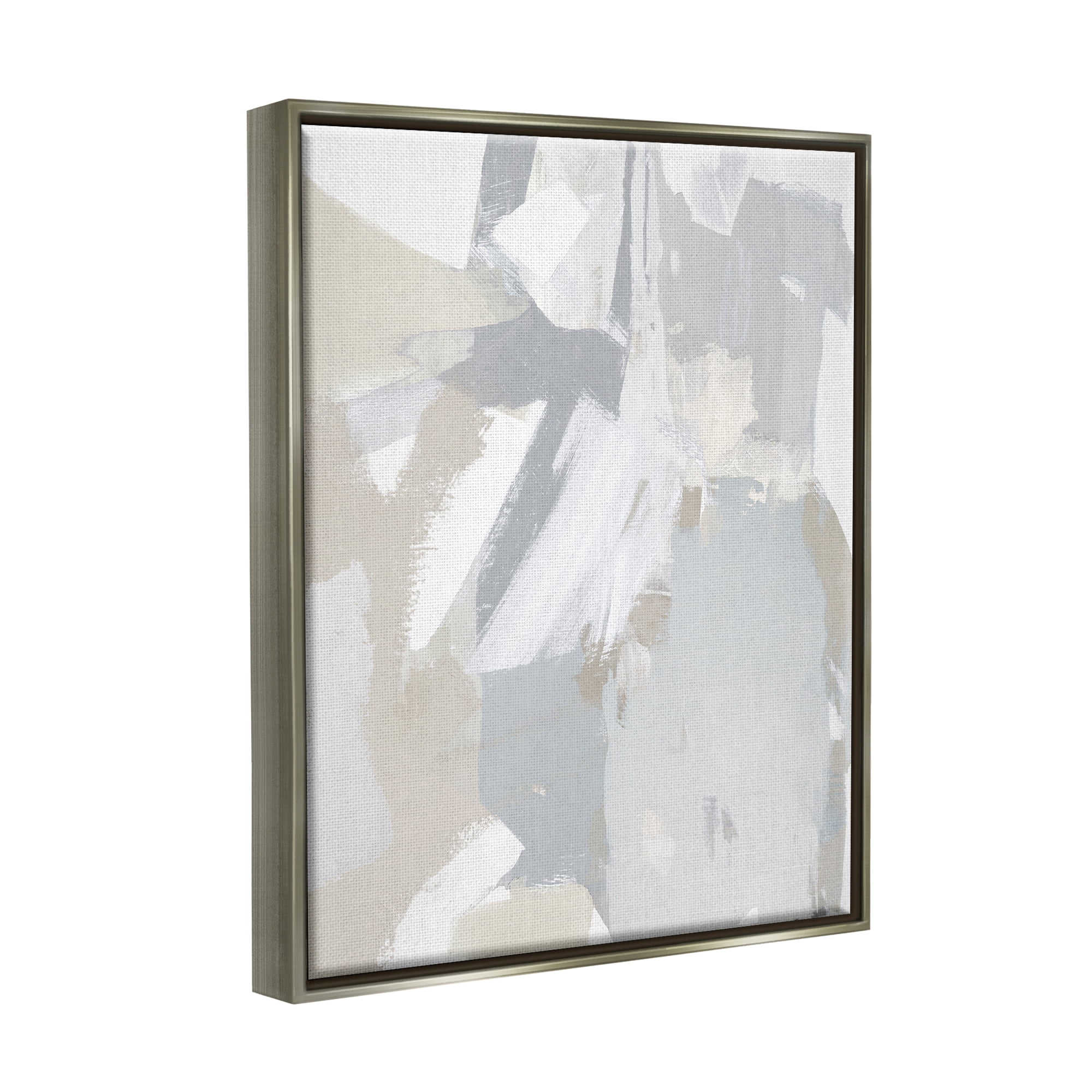 Stupell Industries Abstract Grey Collage Abstract Painting Gray Floater Framed Canvas Art Print Wall Art, 25 x 31