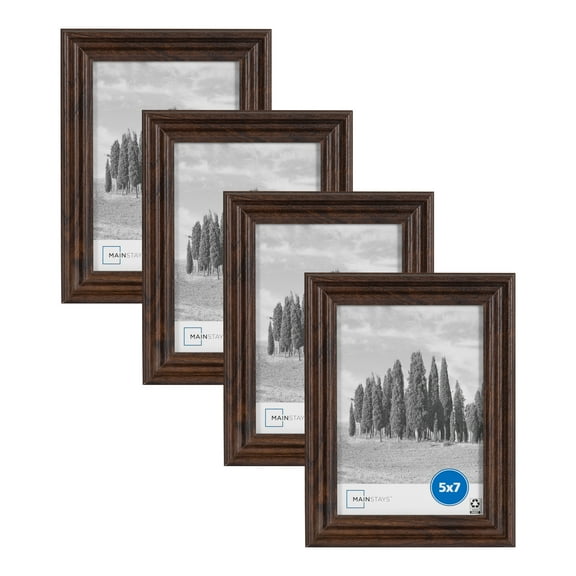 Mainstays 5x7 Traditional Gallery Wall Picture Frame, Brown, Set of 4