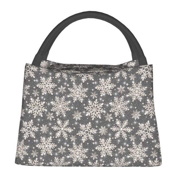 Easygdp Sparkling Snowflakes Bolsa de Almuerzo Insulada Reutilizable, Bolsa de Mano y Bandolera para Oficina, Trabajo, Viajes