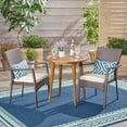 thumbnail image 2 of GDF Studio Axel Outdoor Acacia Wood and Wicker 3 Piece Bistro Set with Cushions, Teak, Multibrown, and Cream, 2 of 13