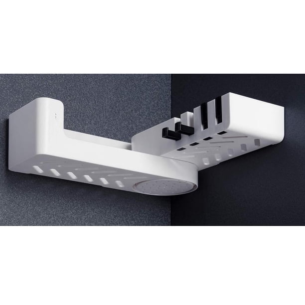 Solución de almacenamiento para el baño, estanterías giratorias para organización, instalación autoadhesiva sin perforaciones, aprovechamiento del espacio en las esquinas, drenaje rápido, garantía de