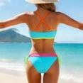 thumbnail image 6 of GEWSEY Womens Bikini Sets Color Block Swimsuits Supportive Wide Strap Two Piece Bathing Suit 2026 (Light Blue, XL), 6 of 9