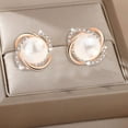 thumbnail image 4 of BNNG Silver Plated Pearl Earrings Female Diamond Encrusted Pearl Earrings Rose Gold Pearl Earrings Jewelry Earrings For Women Small Fresh Earrings, 4 of 6