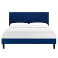 thumbnail image 3 of Modway Leah Chevron Tufted Velvet Queen Platform Bed in Navy Finish, 3 of 8