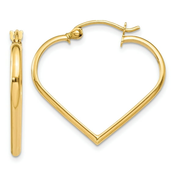 14K Yellow Gold Heart Hoop Earrings Ear Jewelry