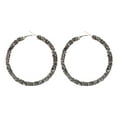 thumbnail image 2 of Fiaya Women Glitter Rhinestone Hoop Earrings, Circle Sparkle Crystal Wrapped Drop Dangle Earrings, Statement Jewelry for Women (I), 2 of 6