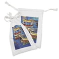 thumbnail image 2 of Country Fabric Pouch Set of 2, Folk Art Style Paint of Boats on Shore at Golden Yellow Sunset Cruising by the Sea, Drawstring Bag for Toiletries Masks and Favors, 9" x 6", Multicolor, by Ambesonne, 2 of 2