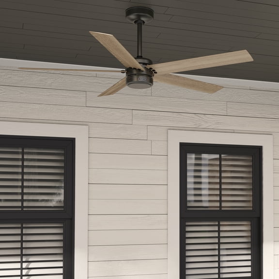 Restored Hunter Fan 52 inch Noble Bronze Outdoor Ceiling Fan, Modern Ceiling Fan with 5 Blade for Porch, Living Room, Bedroom, Office, Kitchen (Refurbished)