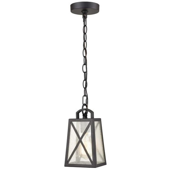 Claxy Black Outdoor Pendant Light with Bubble Glass Shade