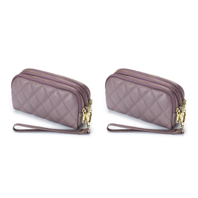 Minnieouse Billeteras de mujer con correa para la muñeca, tarjetero de PU de Color sólido, monedero de bolsillo con tres cremalleras, monedero Type5 NO5