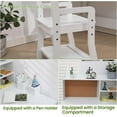 thumbnail image 6 of Twister.CK Kids Study Desk Chair Set, Wood Corner Study Table with Adjustable Chair, Hutch, Corkboard, Pen Holder, Compact Children Homework Table Student Desk Set, White, 6 of 9
