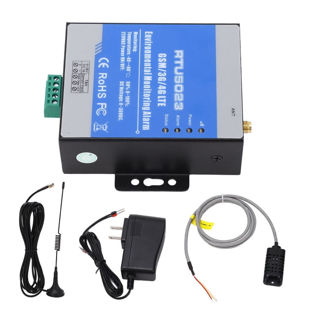 Alarma de monitoreo ambiental GMS 3G 4G LTE Temperatura Humedad Apagado Alarma con sensor AC100-240 Enchufe estadounidense