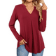 thumbnail image 2 of Escote en pico, blusas plisadas, camisas largas lisas, mangas largas, 2 of 5
