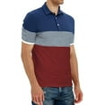 thumbnail image 4 of YTD Men's Short Sleeve Polo Shirts Casual Slim Fit Contrast Color Stitching Stripe Cotton Shirts, 4 of 4