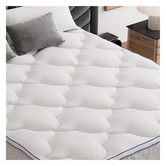 Pillow Top Mattress Topper Twin XL Size, Mattress Pad Cover 8-21 Inch Deep Pocket, Bed Mattress Protector for Back Soft Breathable Overfilled Down Filling, White