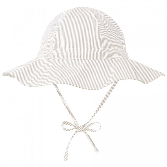 TELOLY Cotton Baby Sun Hat Breathable Wide Brim Infant Toddler Sun Hat Baby Boy Girl Sun Hat Summer Hat Sun Protection Beige 3-6 Months