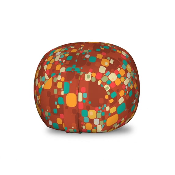 Vintage Storage Toy Bag Chair, Abstract Composition with Colorful Geometric Shapes Mosaic Style Retro Squares, Stuffed Animal Organizer Washable Bag, Small Size, Multicolor, by Ambesonne